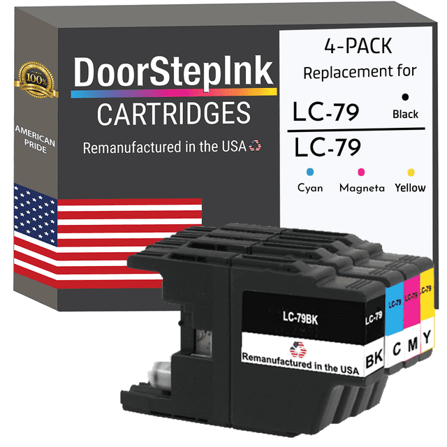 Remanufactured DoorStepInk Ink Cartridges for Brother LC79 Black, Cyan, Magenta and Yellow (4Pack)