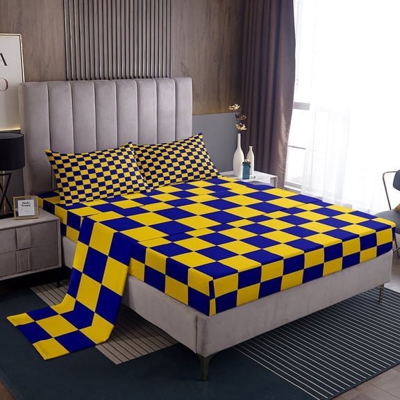 Erosebridal Teens Lattice Checkerd Sheet Set Twin,Buffalo Plaid Bedding Sets Twin Size,Teens Bedroom Decor,Breathable,3pcs