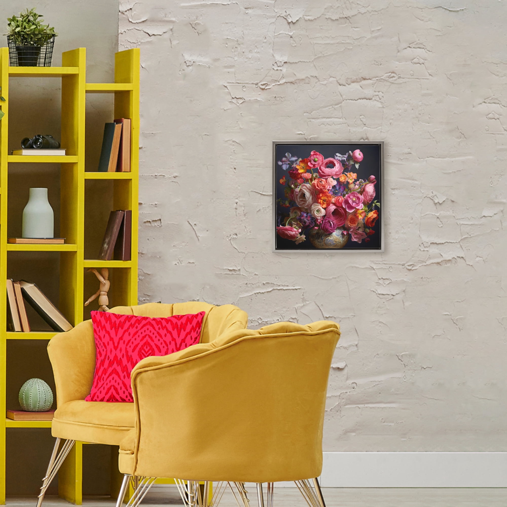 Stupell Industries Harmonious Composition of Florals Gray Framed Floater Canvas Wall Art, design by Lazar Studio