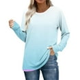 thumbnail image 2 of Blouses for Women Long Sleeve Crew Neck Solid Color Tops for Women Casual Loose T-shirt Outdoor Pullover Sport Outerwear S-2XL, 2 of 9