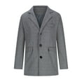 thumbnail image 4 of HOOMEUMY Mens Wool Blend Coat Classic Solid Coat Turndown Collar Jacket Pockets Design Casual Workout Long Sleeve Clothes Fashion 2025 Trendy Gray XL, 4 of 5