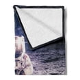 thumbnail image 2 of Outer Space Soft Flannel Fleece Throw Blanket, Moon Spaceman on the Surface of Orbit Background Cosmos Galaxy Solar Photo, Cozy Plush for Indoor and Outdoor Use, 70" x 90", Brown Blue, by Ambesonne, 2 of 5