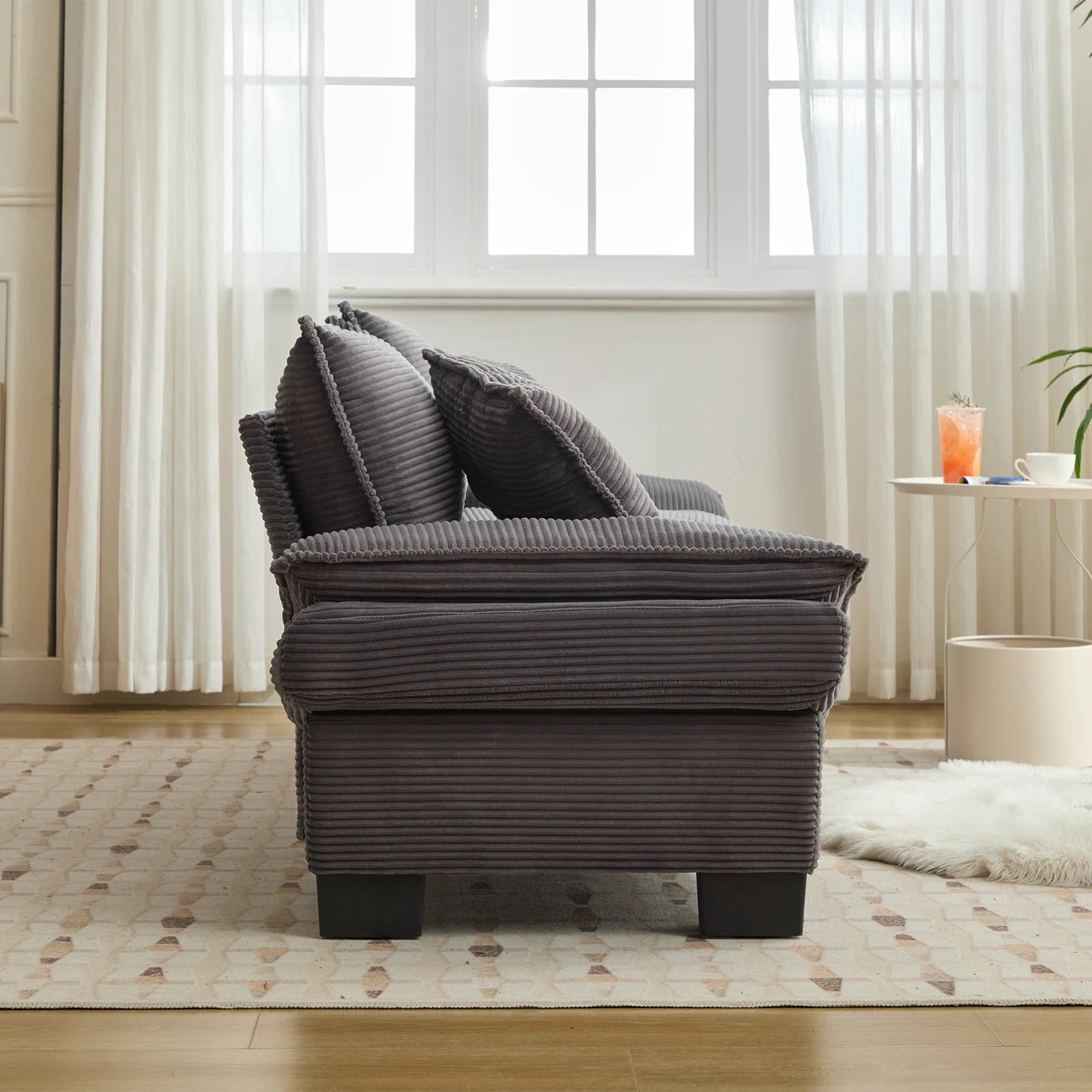 84" Comfy Corduroy Sofa 2-Seater Deep Seating Loveseat with Pillows for Small Spaces