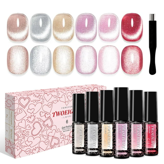 Set de esmaltes de uñas TWOEIGHT Jelly Magnetic Cat Eye 8 ml x6