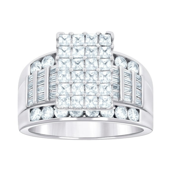 925 Sterling Silver Women Princess-cut Baguette Cubic Zirconia S10 9.5mm Bridal Ring Ring for Women