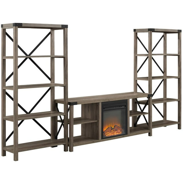 Mur X-Accent en Métal avec Console de Cheminée 60" en Gris