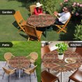thumbnail image 4 of Brown Southwest Aztec Round Tablecloth for 55-60 Inch Tables, Fitted Table Cover with Elastic Edge, Farmhouse Vintage Geometric Waterproof Outdoor Table Cloth Protector for Patio Garden Dinner Picnic, 4 of 9