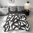 thumbnail image 3 of Manfei Abstract King Bedding, Art Hippie Scribble King Bed in a Bag, Black and White, Black Reversible 7-Piece, 3 of 6