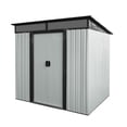 thumbnail image 4 of Remise de Rangement en Métal 6 Pi x 5 Pi - Remise Extérieure Verrouillable et Résistante aux Intempéries pour Jardin, Patio et Cour Arrière - Construction en Fer Durable avec Ventilation et Panneaux Transparents - Blanc et Noir, 4 of 9