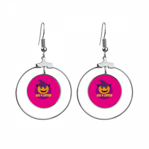 Halloween Happy Jack Pumpkin Light Earrings Dangle Hoop Jewelry Drop Circle