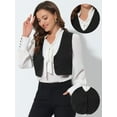 thumbnail image 2 of INSPIRE CHIC Traje De Navidad Para Mujer Chaleco De Satén Con Cierre De Botón Y Estampado Floral Negros L, 2 of 5