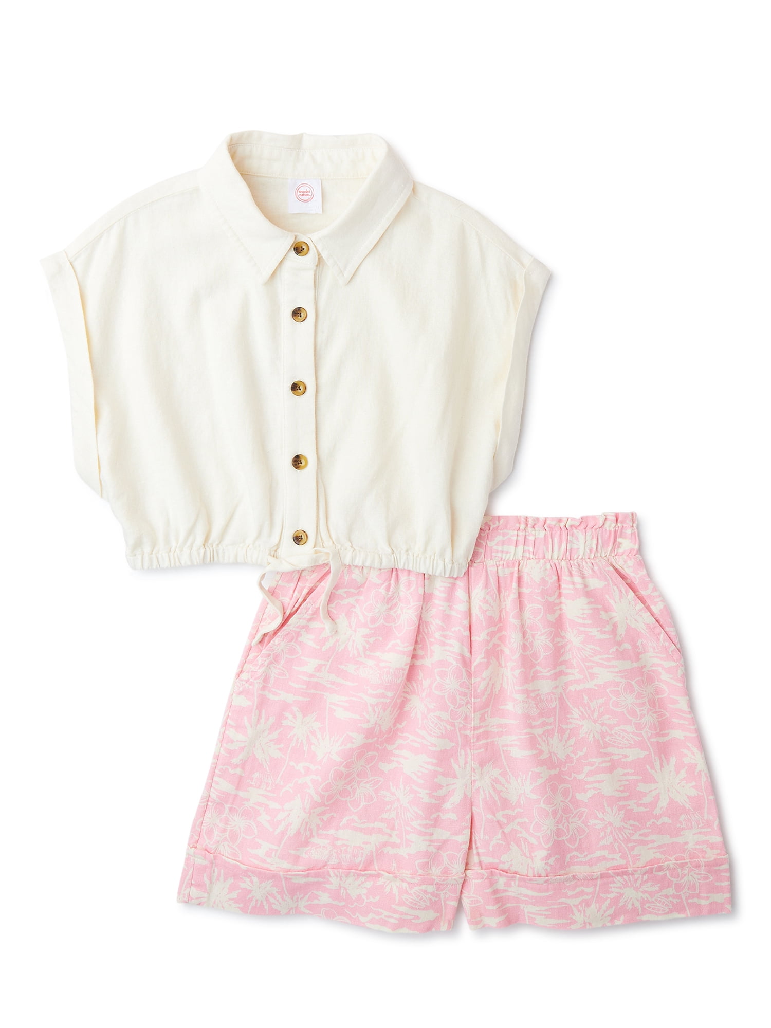 Wonder Nation Girls Casual Outfit Set, 2-Piece, Sizes 4-18 & Plus