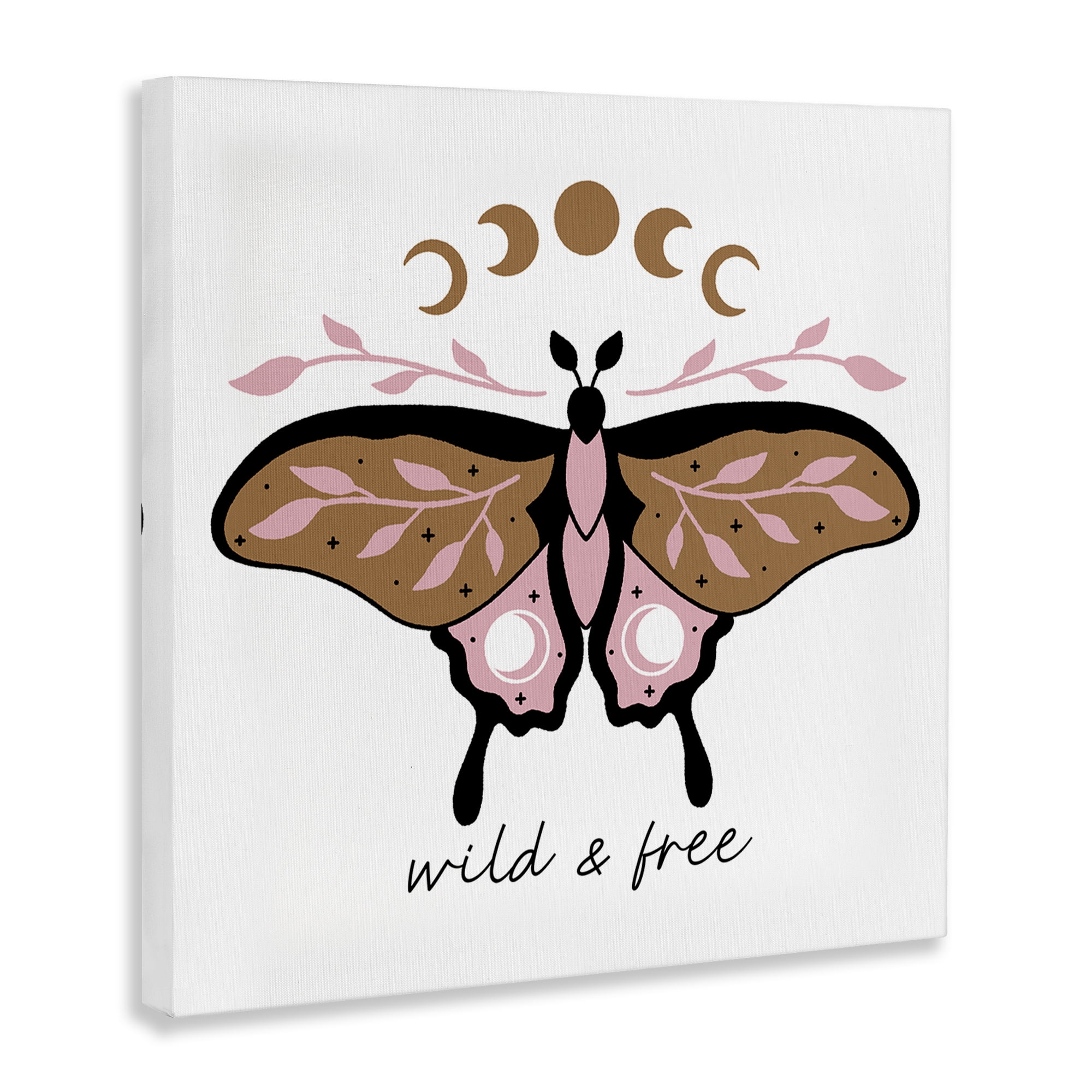 Stupell Industries Wild & Free Moth Animals Painting Wrapped Canvas Art Print Wall Art, 30 x 30