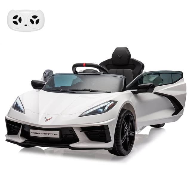 12V Licensed Corvette Kids Ride-On Car, Electric Toy Vehicle with Remote Control, LED Lights, & Dual Motors