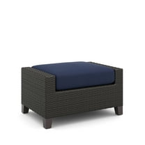 New Classic Furniture Skye Wicker Patio Ottoman in Blue (Set of 2)