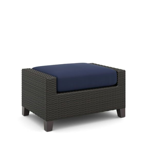 New Classic Furniture Skye Wicker Patio Ottoman in Blue (Set of 2)