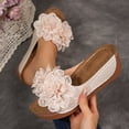 thumbnail image 2 of CAIXIA Wedge Sandals For Women Summer Platform Sandals for Women Open Toe On Floral Design Breathable Wide Width Casual Beach Footwear,Beige, 2 of 9