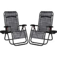 thumbnail image 1 of Yaheetech Ensemble de 2 Chaises Longues de Patio Inclinables à Gravité Zéro avec Porte-Gobelet, Gris, 1 of 7