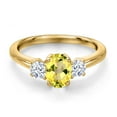thumbnail image 3 of Gem Stone King 18K Yellow Gold Plated Silver Canary Mystic Topaz and White Zirconia Engagement Ring for Women | 1.45 Cttw | Oval 7X5MM | Gemstone November Birthstone | Size 8, 3 of 6