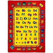 Mybecca ABC Fun Kids Rugs Playtime Alphabet Train Area Rug, 5" x 7" Non-Slip Backing