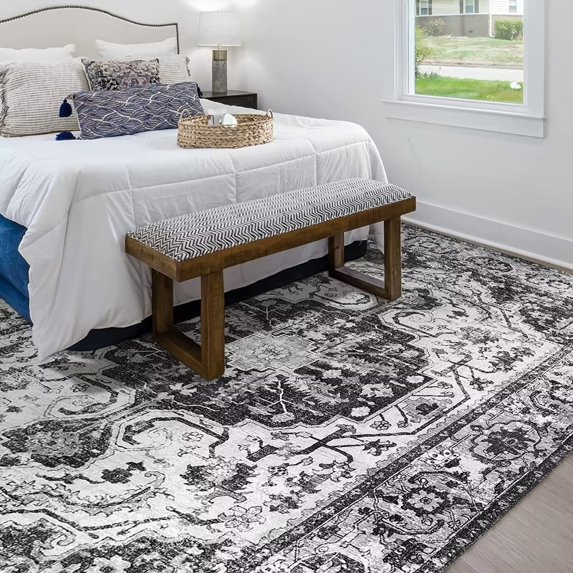 8 x 10 Feet Grey Persian Vintage Area Rug for Living Room, Stain Resistant Non Slip Indoor Runner Rug Low-Pile Floor Mat for Hallway Home Office Carpet