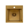 thumbnail image 3 of Ruvati RVH8215GG 15 in. Polished Brass Stainless Steel Drop in Top Mount Workstation Wet Bar Sink, Matte Gold, 3 of 7