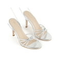 thumbnail image 2 of BLISSFUL STEP Knot Strap Lace Up Stiletto Heel Sandals for Women Silver 6.5, 2 of 8