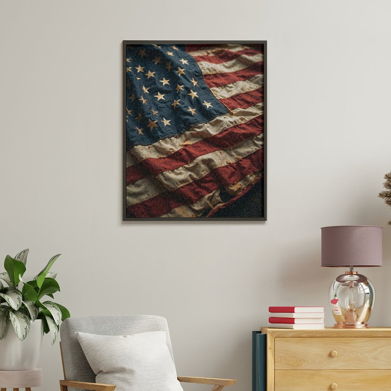 Paint by Numbers Kit for Adults, Antique Stars And Stripes Fabric Paint by Numbers, Easy Paint by Numbers Kit for Adults Beginner, DIY Adult Paint by Number Kits on Canvas, 12x16in Home Decor