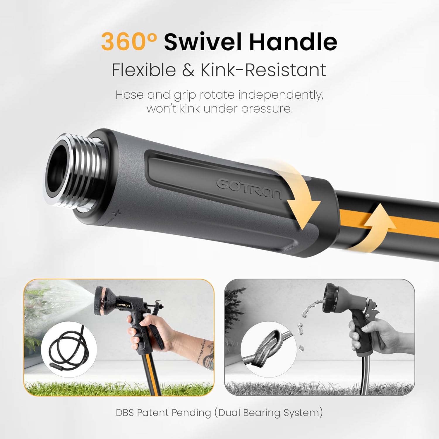 Short Garden Hose 5ft, Swivel Heavy Duty Leader Water Hose, Kink Free, Flexible and Drinking Water Pipe for RV, Outdoor, Yard, Lawn, 5ft x 5/8", Female to Male, Sprayer Nozzle not Included