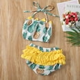 thumbnail image 5 of Seyurigaoka Baby Girl Print Swimwear Set, Kids Top+Ruffles Shorts Swimsuit, 5 of 7