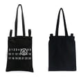 thumbnail image 3 of Canvas Bag Concise Style Canvas Bag Black Print Shoulder Bag Shopping Bag Tote Bag, 3 of 5
