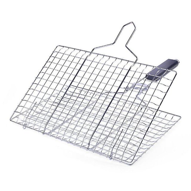 1 cesta para parrilla portátil para barbacoa, cesta para parrilla de pescado de acero inoxidable con asa extraíble, perfecta para asar verduras, pescados, camarones - Bonus a Grill