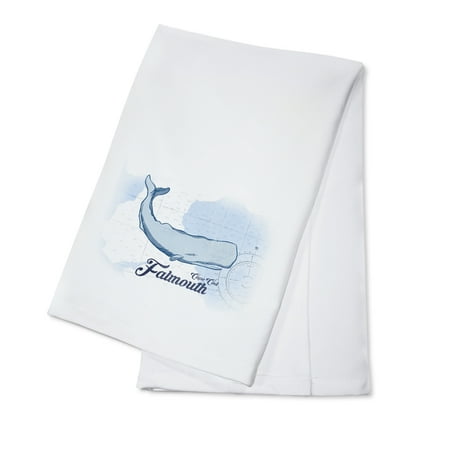 Falmouth Cape Cod Falmouth, Cape Cod, Massachusetts - Whale - Blue - Coastal Icon (Version 2) - Lantern Press Artwork (100% Cotton Kitchen Towel) ()