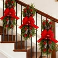 thumbnail image 5 of Christmas Swags Garland Swag, 24 Inch Teardrop Prelit Cordless Red Style, 3pcs, Ideal for Door Stairway Home Festive Decor, 5 of 6