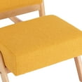 thumbnail image 5 of Accent Rocking Chair With Ottoman, Modern Fabric Upholstered Armchair with Thicken Padded Cushion and High Backrest, Glider Rocker with Side Pocket and Solid Wood Base, Yellow, 5 of 7