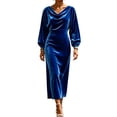 thumbnail image 2 of Sentmoon Fall Wedding Guest Dress Solid Color Long Sleeve Sun Dresses for Women Relaxed Fit Womens Casual Dress for Work and Weekend, 2 of 5