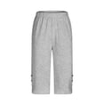 thumbnail image 3 of Pouno Women's Capri Pants High Waist Solid Color Button Slit Pants Daily Errands Soft Breathable Slim Straight Leg Pants Gift, 3 of 9