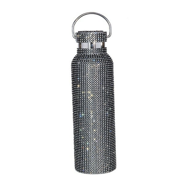 Advancent Frascos de vacío con purpurina de 350/500/600/750ml, diamantes de imitación de acero inoxidable con asa, botella de té hecha a mano, tetera, Cocina y Comedor Negro/500ml Advancent HA071622-10