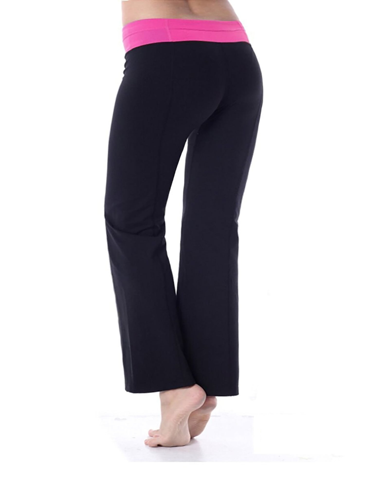 Bootcut Yoga Pants Cotton with Contrast Waistband - Walmart.com