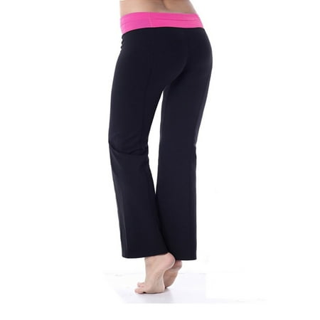 Bootcut Yoga Pants Cotton with Contrast Waistband
