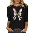 thumbnail image 2 of Fartey Plus Size 3/4 Sleeve Shirts for Women 2025 Trendy Easter T Shirts Cute Graphic Tees Slim Fit Summer Crew Neck Tunic Tops Dressy Casual Holiday Tshirt Black S-5XL, 2 of 6