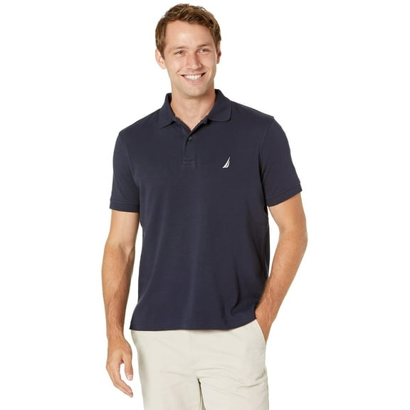 Nautica Men's Polo Shirt Solid Logo Interlock Navy XL New