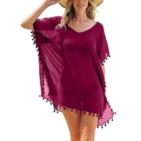 TFFR Women Beachwear Swimwear Bikini  Beach Wear Cover Up Tassel  Ladies Summer Dress
