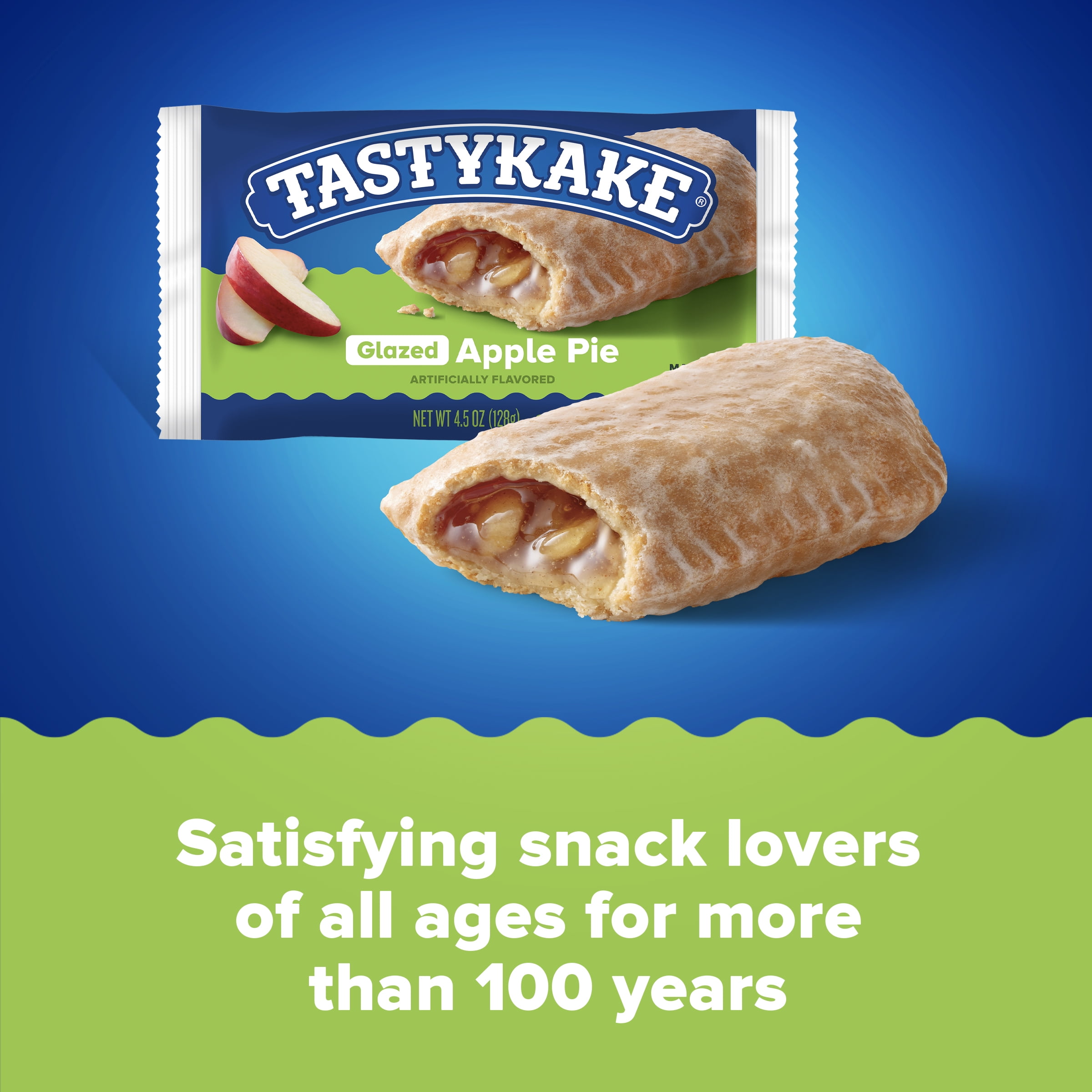 Tastykake Glazed Apple Pie, Individually Wrapped Snack Pie, 4.5 oz