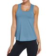 thumbnail image 2 of NMMUED Workout Tops for Women Open Back Tank Tops Athletic Yoga Shirts Layered Criss Cross Back Loose Fit Flowy Sleeveless Gym Clothes Fitness Running Activewear Dark Blue L, 2 of 6
