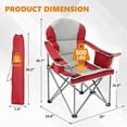 thumbnail image 5 of (2 pack) EDX Heavy Duty Camping Chair 500 lb Capacity, Oversized Extra Wide for Adults, Padded High Back Folding Lawn Chair, 500 lbs Steel Frame, Portable Outdoor Camping Chair with Cup Holder, Red Gray, 5 of 10
