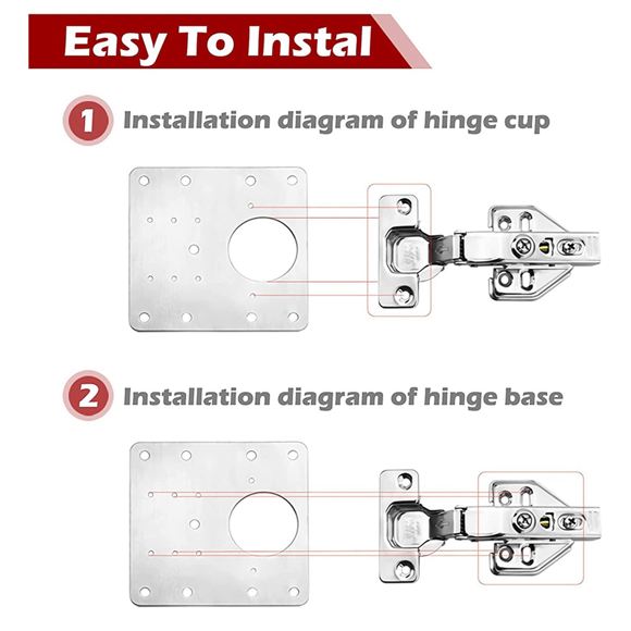36 Pcs Cabinet Hinge Repair Plate Kit with Screws, Stainless Steel Concealed Cupboard Door Hinge Repair Brackets