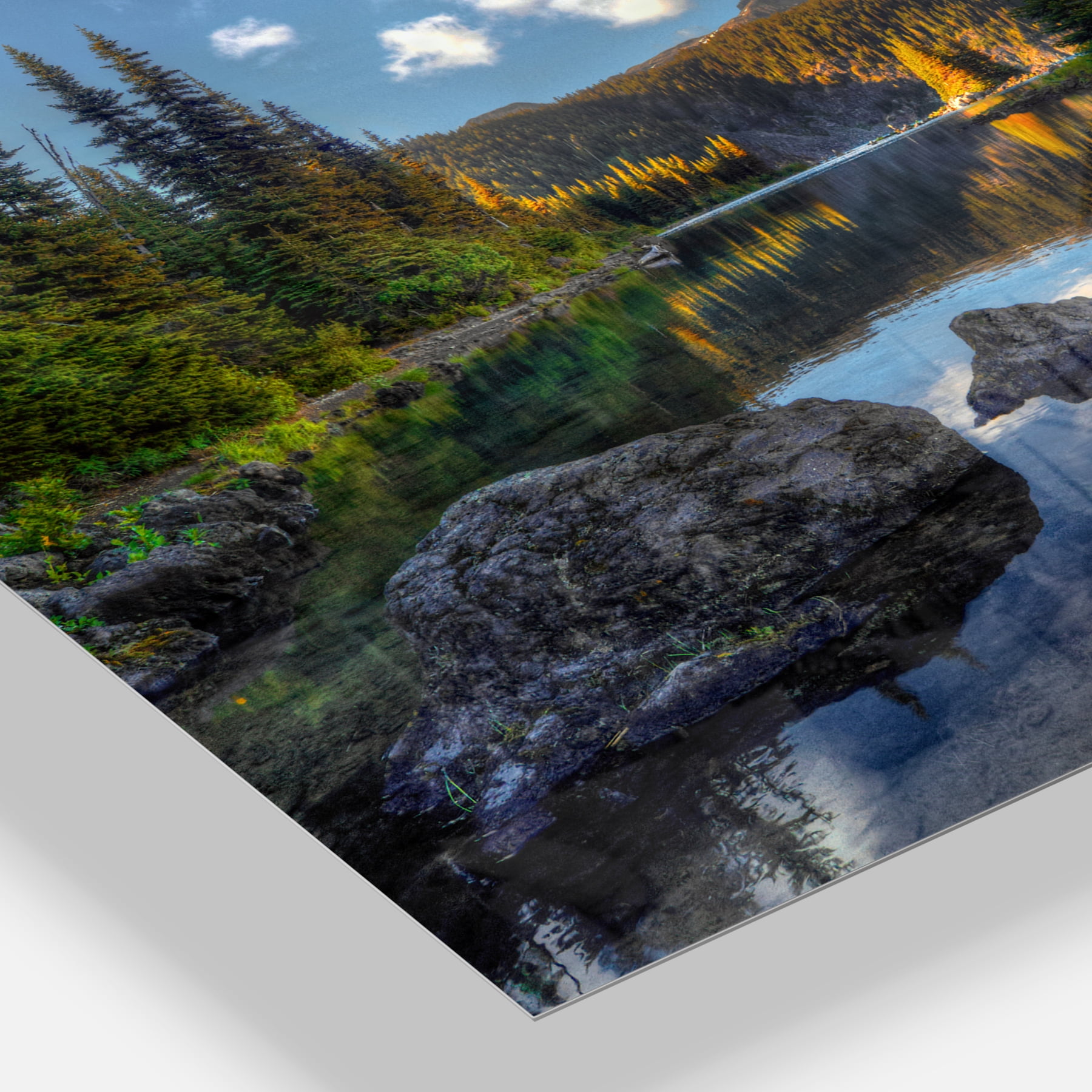 Designart 'Mountain Lake Surrounded by Trees ' Landscape Metal Wall Art