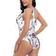 thumbnail image 4 of Picia Lavender Flowers Pattern Women's One Piece Swimsuits,One Shoulder Swimwear Asymmetric ,Ruffle Monokinis Bathing Suits,High Waisted Flattering Bathing Suits-Large, 4 of 8