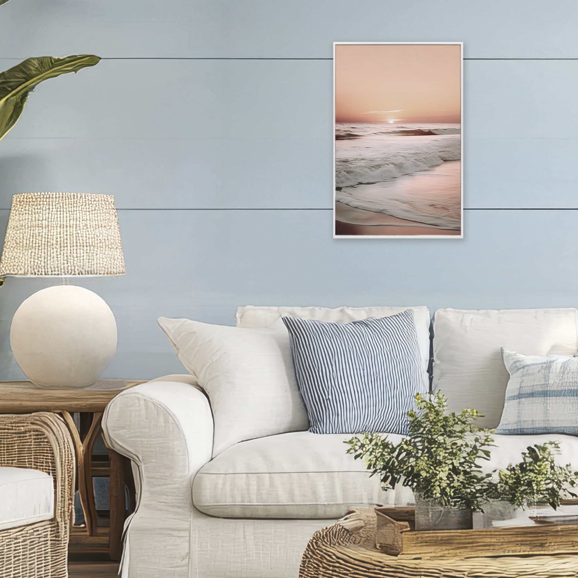 Apricot Beach View White Framed Giclee Art, design by Decent Exposures
